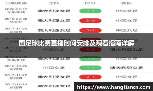 国足球比赛直播时间安排及观看指南详解
